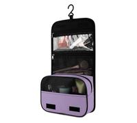 Surwin Hanging Toiletry Bag Travel Wash Bag for Women Men, Large Cosmetic Dopp Kit with 4 Compartments Foldable Bathroom Toiletries Makeup Essentials Organizer with Hook, 12 Colors (Purple)