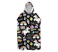 Surwin Hooded Beach Towel Poncho for Adult Unisex, Unicorn Printing Hooded Microfiber Changing Robe Hooded Robe Bathrobe Swimming Summer Beach Towel Surfing Travel (Ice Cream,60 * 110cm)