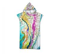 Surwin Hooded Changing Robe Adult Surf Poncho Towel, Beach Towel Surfing Swimming Robe Light Weight Compact Microfibre Changing Wetsuit for Women and Men (70 * 110cm,Rainbow colors)
