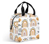 Surwin Insulated Cooler Lunch Bag,3D Rainbow Pattern 9L Tote Lunch Bag Wide Open Front Pocket Design for Adults Men Women Kids, Portable Reusable Waterproof Leak-Proof for Work School (Gray Star)