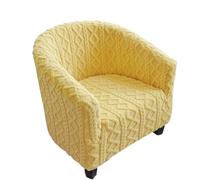 Surwin Jacquard Tub Chair Covers, Velvet Plaid Chair Covers for Armchairs Slipcovers Universal Bucket Chair Cover for Dining Living Room Office Reception (Yellow,One size)
