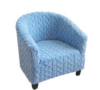 Surwin Jacquard Tub Chair Covers, Velvet Plaid Chair Covers for Armchairs Slipcovers Universal Bucket Chair Cover for Dining Living Room Office Reception (Sky Blue,One size)