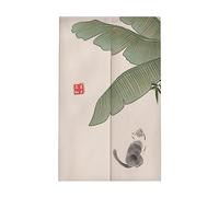 Surwin Japanese Noren Doorway Curtain Cotton Linen China Traditional Door Curtain Window Treatment Tapestry for Decorative Bistro Kitchen Partition Shading Home (65x90cm,Cat)