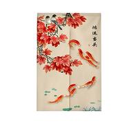 Surwin Japanese Noren Doorway Curtain Cotton Linen Chinese Style Door Curtain Window Treatment Tapestry for Kitchen Bistro Partition Shading Home Decorative (85x90cm,Maple leaf)