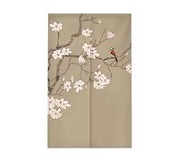 Surwin Japanese Noren Doorway Curtain Cotton Linen Chinese Style Door Curtain Window Treatment Tapestry for Decorative Bistro Kitchen Partition Shading Home (65x90cm,Plum bossom)