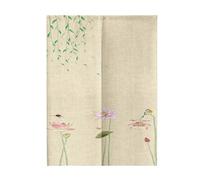 Surwin Japanese Noren Doorway Curtain Cotton Linen Chinese Style Half-Door Curtain Window Treatment Tapestry for Kitchen Bistro Partition Shading Shops Home Restaurant (Lotus Flowers,70x120cm)