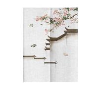 Surwin Japanese Noren Doorway Curtain Cotton Linen Chinese Style Half-Door Curtain Window Treatment Tapestry for Kitchen Bistro Partition Shading Shops Home Restaurant (Plum Bossom,90x180cm)