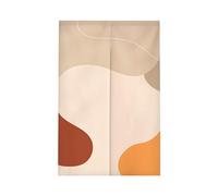 Surwin Japanese Noren Doorway Curtain Cotton Linen Orange Graffiti Door Curtain Window Treatment Tapestry for Decorative Kitchen Partition Bistro Shading Home (Khaki irregular,85x90cm)
