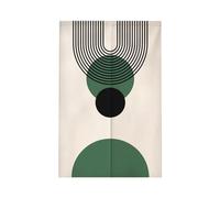 Surwin Japanese Noren Doorway Curtain Green Nordic Cotton Linen Door Curtain Window Treatment Tapestry for Decorative Kitchen Partition Bistro Shading Home (90x180cm,Green circle)