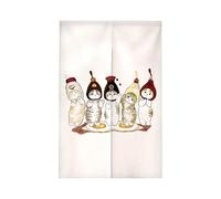 Surwin Japanese Noren Doorway Curtain Long Cotton Linen Artistic Style Door Curtain Window Treatment Tapestry for Kitchen Bistro Partition Shading Home Decorative (70x120cm,cute kitten 1)