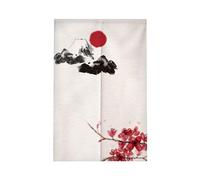 Surwin Japanese Noren Doorway Curtain Long Cotton Linen Cherry Blossom Pattern Door Curtain Window Treatment for Kitchen Bistro Partition Shading Home Decorative (90x200cm,Plum bossom)