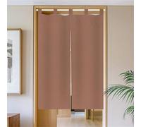 Surwin Japanese Noren Doorway Curtain Solid Color Cotton Linen Half-Door Curtain Window Treatment Tapestry for Kitchen Bistro Partition Shading Shops Home Restaurant (Khaki,90x150cm)