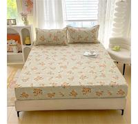 Surwin King Double Single Fitted Sheets, Floral Pattern Print Soft Microfibre Fitted Bed Sheets, 25cm Deep Pocket Fitted Sheet, Anti-Slip Many Sizes Bedsheets (Light Green,120x200+25cm)