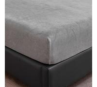Surwin King Double Single Fitted Sheets, Non-Slip Velvet Soft Fitted Bed Sheets, Short Plush Solid Color 30cm Deep Pocket Fitted Sheet, Warmth All-Inclusive Bedsheets (Gray,180x200cm)