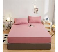 Surwin King Double Single Fitted Sheets, Plain Color Soft Microfibre Fitted Bed Sheets, 30cm Deep Pocket Fitted Sheet, Print Bedsheets (Pink,King)