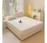 Surwin King Double Single Fitted Sheets, Solid Color Crystal Velvet Anti-Slip Fitted Bed Sheets, Soft 30cm Deep Pocket Fitted Sheet, Warm in Winter Bedsheets (Beige,180x200+30cm)