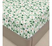 Surwin King Size Fitted Sheets Elegant Fitted Bed Sheets, Soft Brushed Microfiber Fitted Sheet, 30cm Deep Pocket, Easy Care Fade Resistant, Green Flower Print Bedsheets