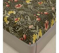 Surwin King Size Fitted Sheets Elegant Floral Fitted Bed Sheets, Soft Brushed Microfiber Bedsheets, Vintage Green Pattern, 30cm Deep Pocket, Easy Care Fade Resistant