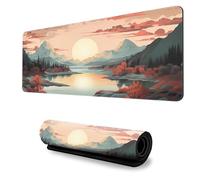 Surwin Landscape Print Gaming Mouse Pad, Large Computer Mouse Pad, Gaming Mouse Mat with Anti-Slip Base, Desk Mats Long Mousepad for Keyboard Laptop Home Office Table (Orange,900x400mm)