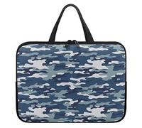 Surwin Laptop Sleeve Case, Camouflage Pattern Computer Covers for Laptops Waterproof Laptop Cover Bag with Handle and Zipper Durable Laptop Briefcase Bag Notebook Case (Navy Blue,13 inch)