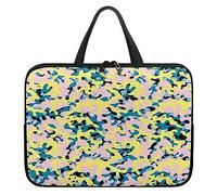Surwin Laptop Sleeve Case, Camouflage Pattern Computer Covers for Laptops Waterproof Laptop Cover Bag with Handle and Zipper Durable Laptop Briefcase Bag Notebook Case (Yellow & Pink,17 inch)