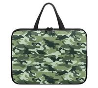 Surwin Laptop Sleeve Case, Camouflage Pattern Computer Covers for Laptops Waterproof Laptop Cover Bag with Handle and Zipper Durable Laptop Briefcase Bag Notebook Case (Green,17 inch)