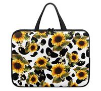 Surwin Laptop Sleeve Case with Handle, 3D Sunflower Pattern Laptop Sleeve Bag Waterproof Computer Covers for Laptops, Laptop Cover Bag with Zipper Notebook Laptop Case (12 inch,Cow Pattern)