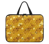 Surwin Laptop Sleeve Case with Handle, Bee Pattern Computer Covers for Laptops Waterproof Laptop Cover Bag with Zipper Laptop Briefcase Bag Durable Laptop Sleeve (12 inch,Hexagon)