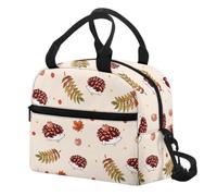 Surwin Lunch Cooler Bags, Hedgehog Pattern Insulated Lunch Bag Wide Open Lunch Bag Cross Body/Front Pocket Design Picnic Bag for Work School Outdoor, Tote Bag for Adults Kids (Maple Leaf)