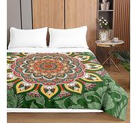 Surwin Mandala Embossed Quilted Bedspreads Single Double Super King Bed, 3D Print Bedspread Quilt Bed Throws Blanket Lightweight Coverlet Microfiber All Season Comforter (Turquoise lotus,150x200cm)