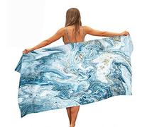 Surwin Marble Printed Large Beach Towel Microfibre Bath Towel Quick Dry Lightweight Summer Towels for Travel, Swim, Camping, Fitness, Sports, Yoga (sea blue,70x150cm)