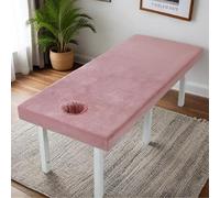 Surwin Massage Bed Sheet with Face Hole, Elastic All-Round Wrap Beauty Bed Cover Crystal Velvet Washable Reusable Massage Table Cover,Beauty Table Sheet for Salon SPA (Dark Pink,70 * 180cm)