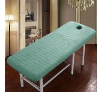 Surwin Massage Bed Sheet with Face Hole, Elastic All-Round Wrap Beauty Bed Cover Washable Reusable Massage Table Cover,Beauty Table Sheet for Salon SPA (Green,185x70)
