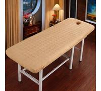 Surwin Massage Bed Sheet with Face Hole, Elastic All-Round Wrap Beauty Bed Cover Washable Reusable Massage Table Cover,Beauty Table Sheet for Salon SPA (Camel,185x70)