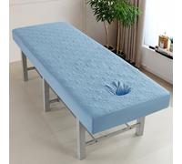 Surwin Massage Table Cover with Face Hole, Massage Bed Fitted Sheet with Elastic Cord Edge Soft Thick Washable Microfibre for Salons SPA and Therapists (SJ12 Sky Blue,80 * 190cm)