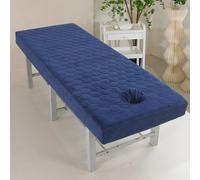 Surwin Massage Table Cover with Face Hole, Massage Bed Fitted Sheet with Elastic Cord Edge Soft Thick Washable Microfibre for Salons SPA and Therapists (SJ1 Navy Blue,70 * 185cm)