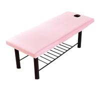 Surwin Massage Table Cover with Face Hole, Massage Bed Fitted Sheet with Elastic Cord Edge Soft Thick Washable Microfibre for Salons SPA and Therapists- Solid Color (MP10 Pink,75x190x10cm)
