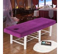 Surwin Massage Table Cover with Face Hole, Massage Bed Fitted Sheet with Elastic Cord Edge Soft Thick Washable Microfibre for Salons SPA and Therapists (JR20 Dark Purple,190x80cm)