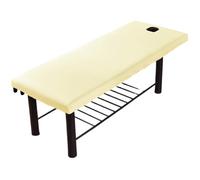 Surwin Massage Table Cover with Face Hole, Massage Bed Fitted Sheet with Elastic Cord Edge Soft Thick Washable Microfibre for Salons SPA and Therapists (MP10 Beige,75x190x10cm)