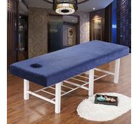 Surwin Massage Table Cover with Face Hole, Massage Bed Fitted Sheet with Elastic Cord Edge Soft Thick Washable Microfibre for Salons SPA and Therapists (JR20 Dark Blue,190x70cm)