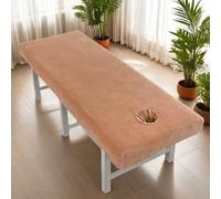 Surwin Massage Table Cover with Face Hole, Massage Bed Fitted Sheet with Elastic Cord Edge Soft Thick Washable Microfibre for Salons SPA and Therapists (MR20 Brown,70 * 180cm)
