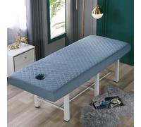 Surwin Massage Table Cover with Face Hole, Massage Bed Fitted Sheet with Elastic Cord Edge Soft Thick Washable Microfibre for Salons SPA and Therapists (180 * 60cm,Blue Gray)