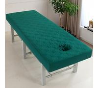Surwin Massage Table Cover with Face Hole, Massage Bed Fitted Sheet with Elastic Cord Edge Soft Thick Washable Microfibre for Salons SPA and Therapists (SJ12 Dark Green,70 * 185cm)