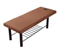Surwin Massage Table Cover with Face Hole, Massage Bed Fitted Sheet with Elastic Cord Edge Soft Thick Washable Microfibre for Salons SPA and Therapists- Solid Color (MP10 Brown,75x190x10cm)