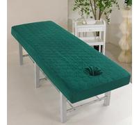 Surwin Massage Table Cover with Face Hole, Massage Bed Fitted Sheet with Elastic Cord Edge Soft Thick Washable Microfibre for Salons SPA and Therapists (SJ1 Dark Green,60 * 180cm)