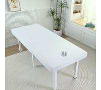 Surwin Massage Table Cover with Face Hole, Massage Bed Fitted Sheet with Elastic Cord Edge Soft Thick Washable Microfibre for Salons SPA and Therapists (FS30 White,70 * 190cm)