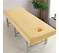 Surwin Massage Table Cover with Face Hole, Massage Bed Fitted Sheet with Elastic Cord Edge Soft Thick Washable Microfibre for Salons SPA and Therapists (SJ12 Camel,60 * 180cm)
