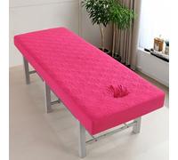 Surwin Massage Table Cover with Face Hole, Massage Bed Fitted Sheet with Elastic Cord Edge Soft Thick Washable Microfibre for Salons SPA and Therapists (SJ12 Hot Pink,80 * 190cm)