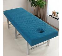 Surwin Massage Table Cover with Face Hole, Massage Bed Fitted Sheet with Elastic Cord Edge Soft Thick Washable Microfibre for Salons SPA and Therapists (SJ12 Blue,70 * 190cm)