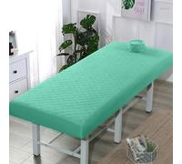 Surwin Massage Table Cover with Face Hole, Massage Bed Fitted Sheet with Elastic Cord Edge Soft Thick Washable Microfibre for Salons SPA and Therapists (HF20 Lake Green,180 * 60cm)